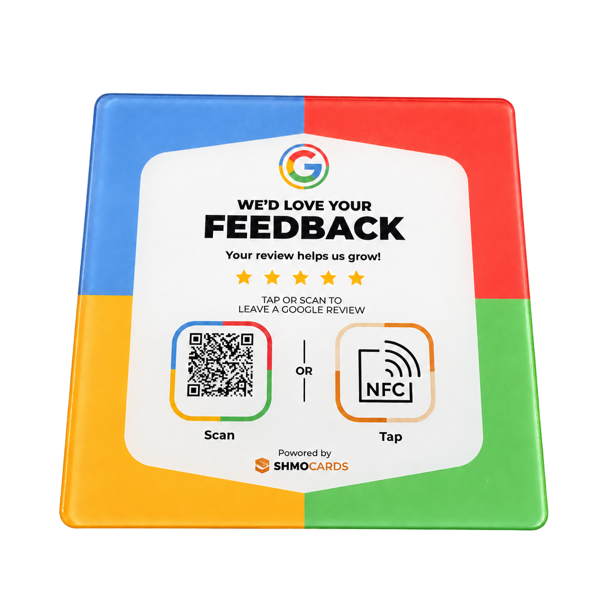 Google Review NFC Tap Card (Plate), demonstration artwork